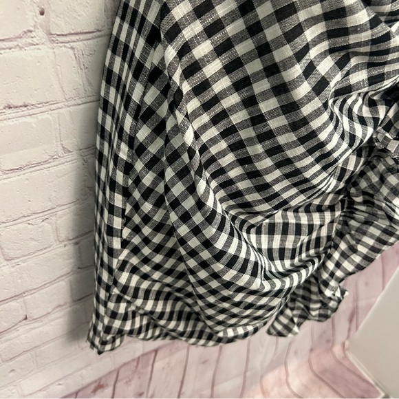 Sabo Skirt New Black Gingham Saha Gingham mini dress cotton ruffle Small Chic - Picture 9 of 10